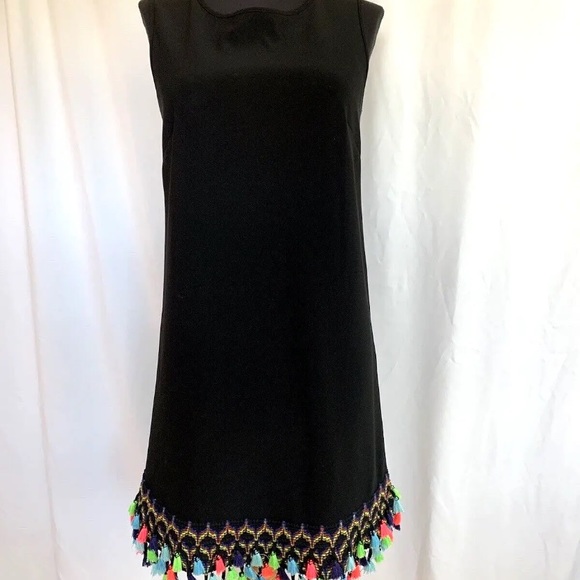 Joseph Ribkoff Dresses & Skirts - Joseph Ribkoff Black Knit Sheath Dress W/ Tassels - Size 6 Small